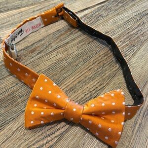 Tuesday Orange Polka Dot silk Bow Tie Adjustable Pre-Tied Mens Wedding Party
